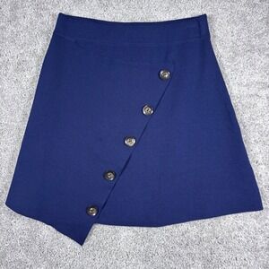 All Row Ollie Skirt Size Large Navy‎ Blue Button Front A Line Mini Womens